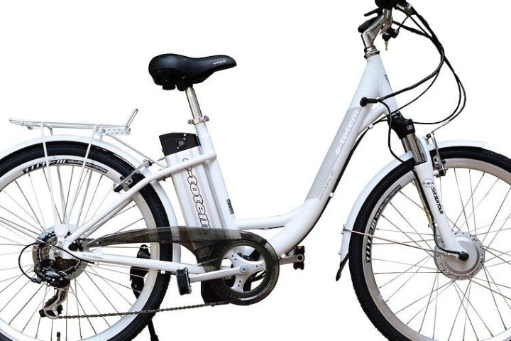 a bicycle parked on the side