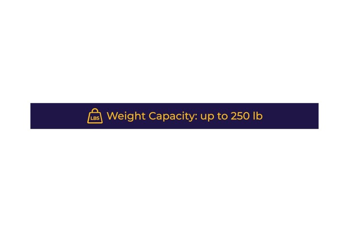 Banner with text: 'Weight Capacity: up to 250 lb' and a lock icon.